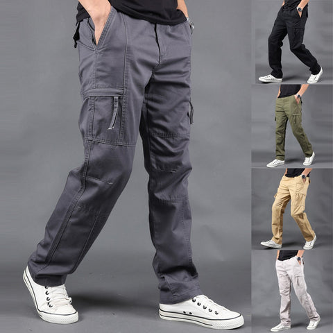 High Quality CasualMen's Summer Outdoor Overalls Straight Sports Pants With Multi-Pocket Plus Size Youth vacation