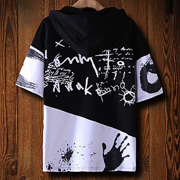 Summer men plus size 2XL-7xl 8XL hipHop t shirt Tees hoody men's Casual short-sleeve hoodie print T-shirt 150kg 155cm