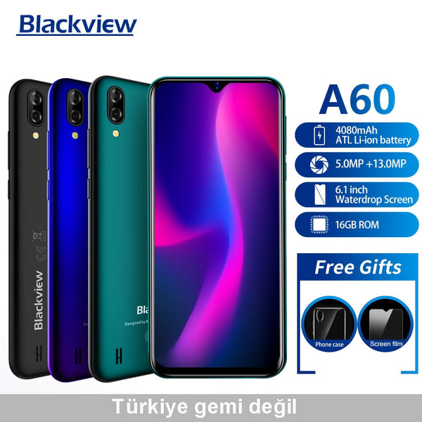 Blackview A60 Smartphone 4080mAh 1GB+16GB Quad Core Android 8.1 6.1 inch 19.2:9 Screen 13.0MP Dual Rear Camera 3G Mobile Phone