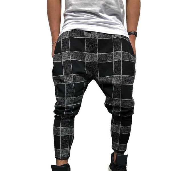 SHUJIN Men Stylish Loose Plaid Pant Printed Casual Harem Pants Joggers Sporting Trousers Men Hip Hop Streetwear pantalon homme