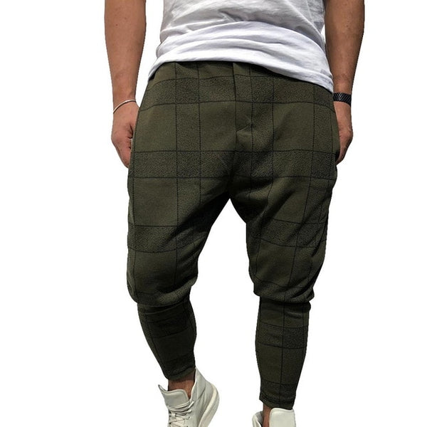 SHUJIN Men Stylish Loose Plaid Pant Printed Casual Harem Pants Joggers Sporting Trousers Men Hip Hop Streetwear pantalon homme