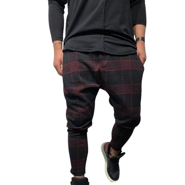 SHUJIN Men Stylish Loose Plaid Pant Printed Casual Harem Pants Joggers Sporting Trousers Men Hip Hop Streetwear pantalon homme