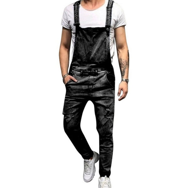 MJARTORIA 2019 New Street Fashion Men's Ripped Jeans Jumpsuits Hi Street Distressed Denim Bib Overalls For Man Suspender Pants
