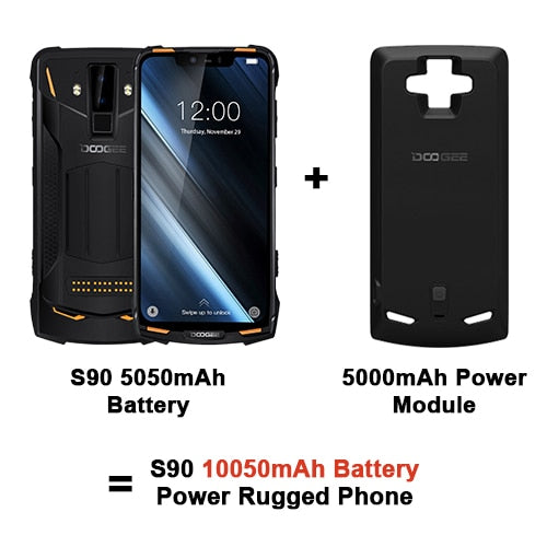 DOOGEE S90 Modular Phone IP68 Mobile Phone 6.18inch FHD Display 5050mAh Helio P60 Octa Core 6GB 128GB Android 8.1 16.0M Camera