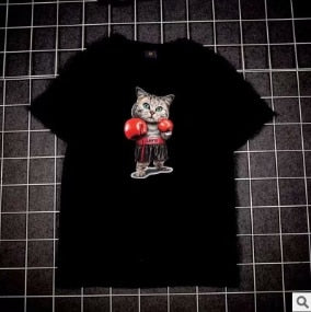 Men's Short Sleeve High Quality Cotton Short Sleeve Printing Alphabet Korean Version Fashion Short Sleeve Various Large Sizes