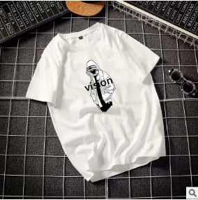 Men's Short Sleeve High Quality Cotton Short Sleeve Printing Alphabet Korean Version Fashion Short Sleeve Various Large Sizes