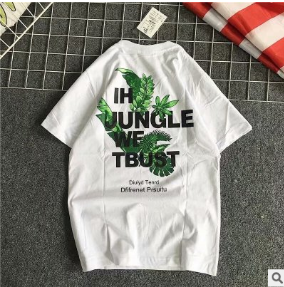 Men's Short Sleeve High Quality Cotton Short Sleeve Printing Alphabet Korean Version Fashion Short Sleeve Various Large Sizes