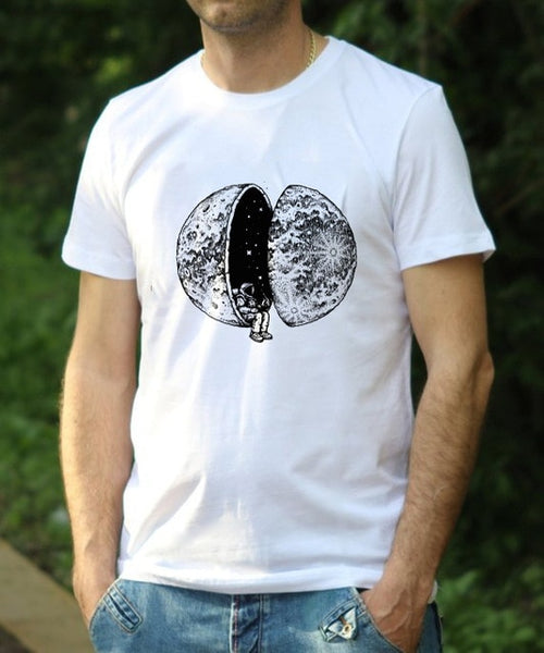 Funny Astronauts and Moon tshirt In the Moon shirt Cotton Unisex Top Tees