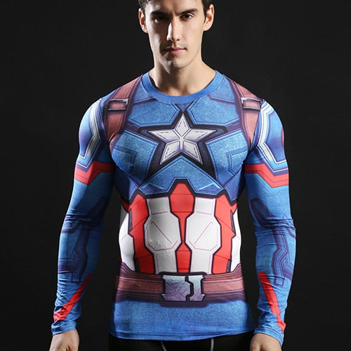 Superman Printed Tshirts Men Compression Top Fitness T-shirts 2017 Novelty Slim Summer Tight Tee Superhero ZOOTOP BEAR