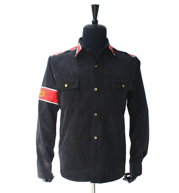 Rare MJ Michael Jackson RED & Black CTE Corduroy Outwear Classic England Retro antiwar Shirt Jacket With arm-bands In All Size