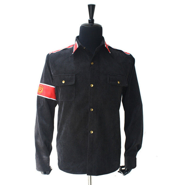Rare MJ Michael Jackson RED & Black CTE Corduroy Outwear Classic England Retro antiwar Shirt Jacket With arm-bands In All Size