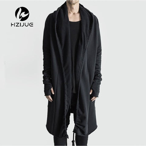 HZIJUE Brand Kanye West Mantle Streetwear Hoodie Long Male Black mens Hooded Cloak Hip Hop Longline Sweatshirt Sudadera Hombre