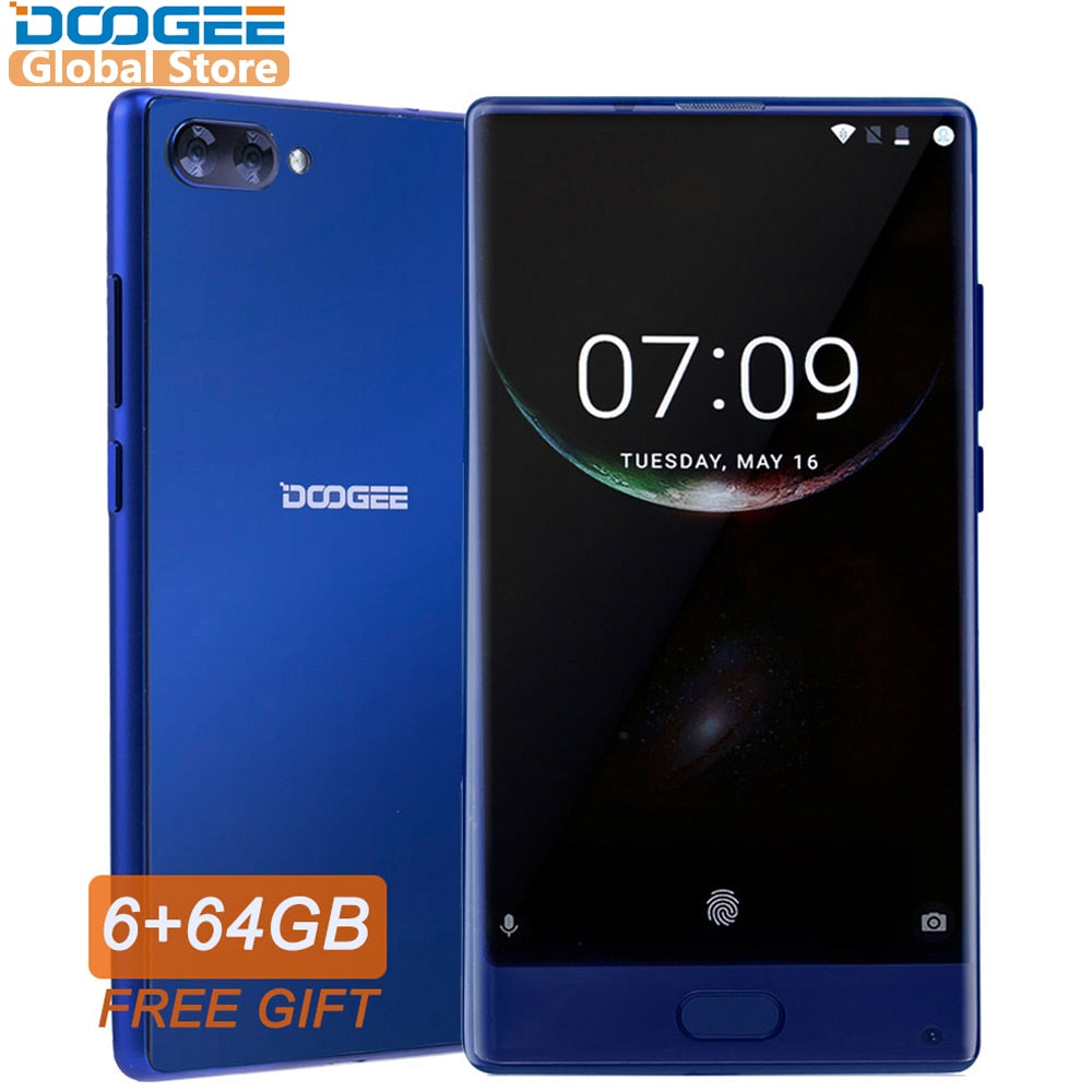 DOOGEE MIX Original Smartphone Android 7.0 Dual Cameras 5.5Inch MTK Helio Octa Core 6GB+64GB LTE 4G mobile phone 3380mAh P25