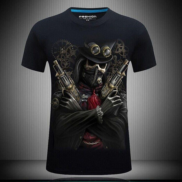 Men T Shirts Fashion Design Short Sleeve Casual Tops Skull/Rock/Metal/Death/Steam Punk/Reaper/Dragon 3D Printed T-Shirt Cool Tee