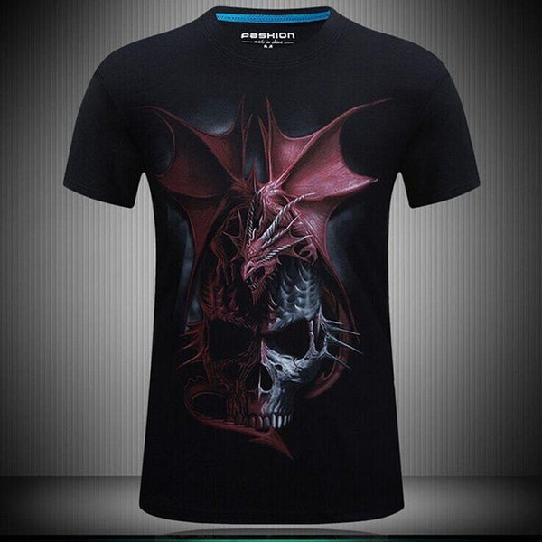 Men T Shirts Fashion Design Short Sleeve Casual Tops Skull/Rock/Metal/Death/Steam Punk/Reaper/Dragon 3D Printed T-Shirt Cool Tee
