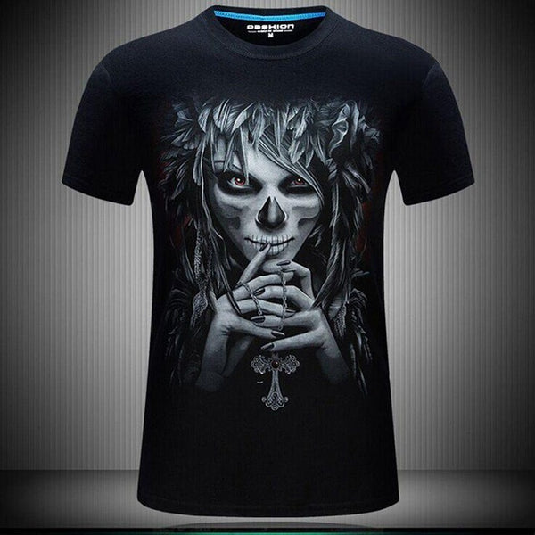 Men T Shirts Fashion Design Short Sleeve Casual Tops Skull/Rock/Metal/Death/Steam Punk/Reaper/Dragon 3D Printed T-Shirt Cool Tee