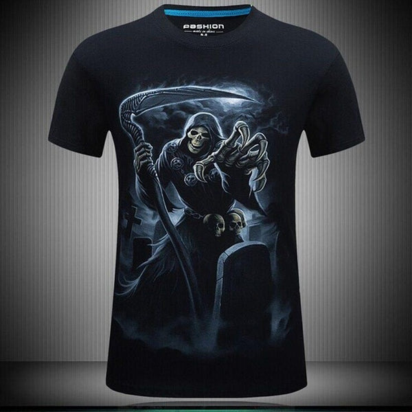 Men T Shirts Fashion Design Short Sleeve Casual Tops Skull/Rock/Metal/Death/Steam Punk/Reaper/Dragon 3D Printed T-Shirt Cool Tee