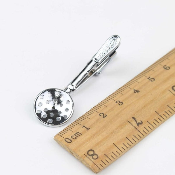 Men's Neck Tie Pin Clips Clasp Silver Chrome Stainless Steel Jewelry Fork Spoon Groom Usher Men's Clothing Accessories