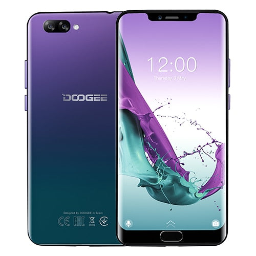 DOOGEE Y7 Plus CellPhone 6.18inch 1080*2246 Screen MTK6757 Octa-Core 2.5GHz 6GB RAM 64GB ROM 16.0MP+13.0MP 5080mAh Android 8.0