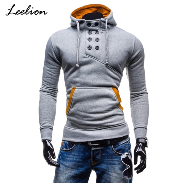 IceLion 2019 Spring Winter Hoodies Sweatshirt Men Cotton Sportswear Slim Button Pullover Male Hip Hop Solid Tracksuit Streetwear