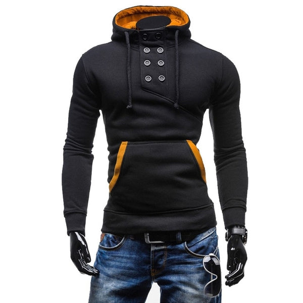 IceLion 2019 Spring Winter Hoodies Sweatshirt Men Cotton Sportswear Slim Button Pullover Male Hip Hop Solid Tracksuit Streetwear