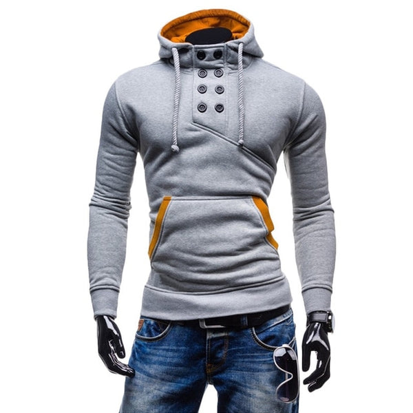 IceLion 2019 Spring Winter Hoodies Sweatshirt Men Cotton Sportswear Slim Button Pullover Male Hip Hop Solid Tracksuit Streetwear