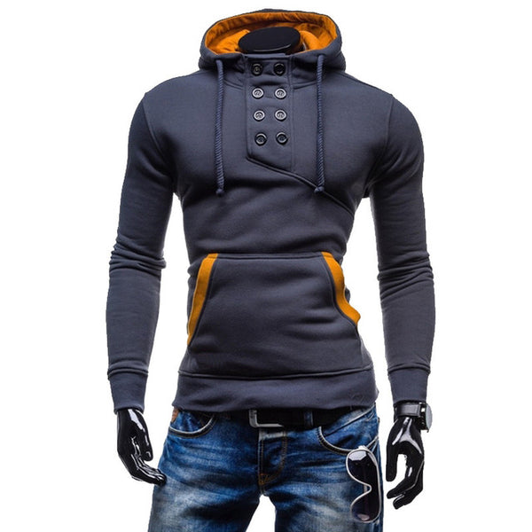 IceLion 2019 Spring Winter Hoodies Sweatshirt Men Cotton Sportswear Slim Button Pullover Male Hip Hop Solid Tracksuit Streetwear