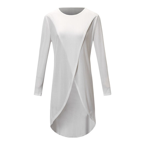 Womens tops and blouses 2019 Fashion Women Ladies Casual Long Sleeve Forking Irregular Tops Blouse Pullover Shirt womens clothes