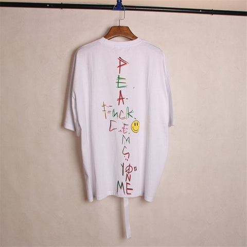 GD M.O.T.T.E concert PEACEMINUSONE graffiti smile face Shirt unisex T shirt PMO strap shirt top Fashion Tee