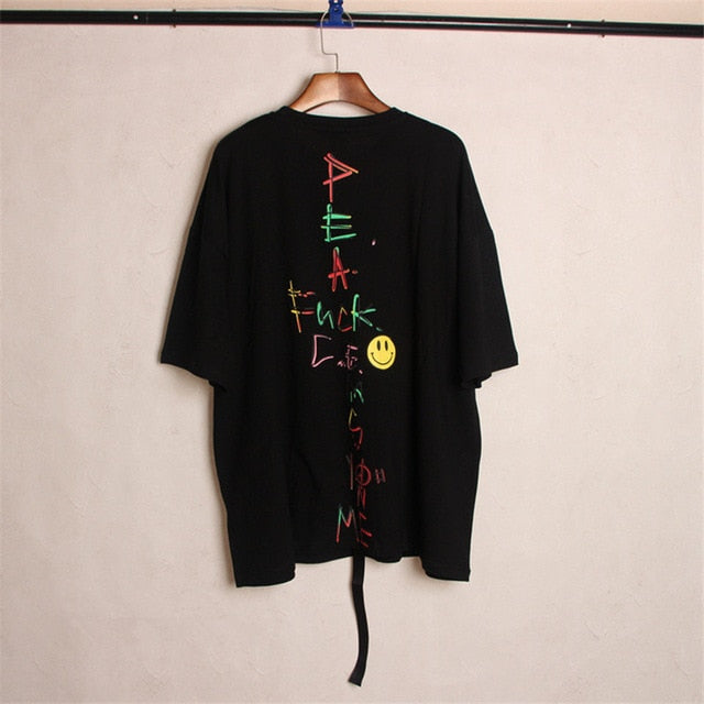 GD M.O.T.T.E concert PEACEMINUSONE graffiti smile face Shirt unisex T shirt PMO strap shirt top Fashion Tee