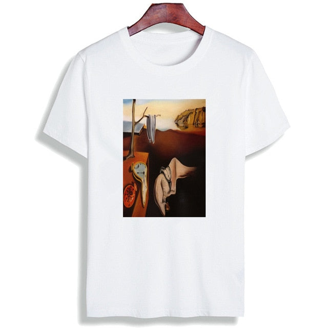 Skipoem Funny T shirt  Salvador Dali Surreal Art Cotton O Neck Tshirt Plus Size Short Sleeve Brand  T-Shirt Tops