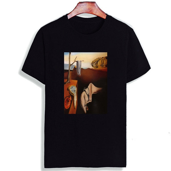 Skipoem Funny T shirt  Salvador Dali Surreal Art Cotton O Neck Tshirt Plus Size Short Sleeve Brand  T-Shirt Tops