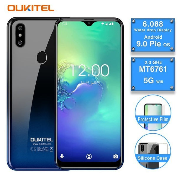 OUKITEL C15 Pro 2.4G/5G WiFi 4G LTE Smartphone Android 9.0 MT6761 Fingerprint Face ID Water Drop Screen 2GB 16GB Mobile Phone