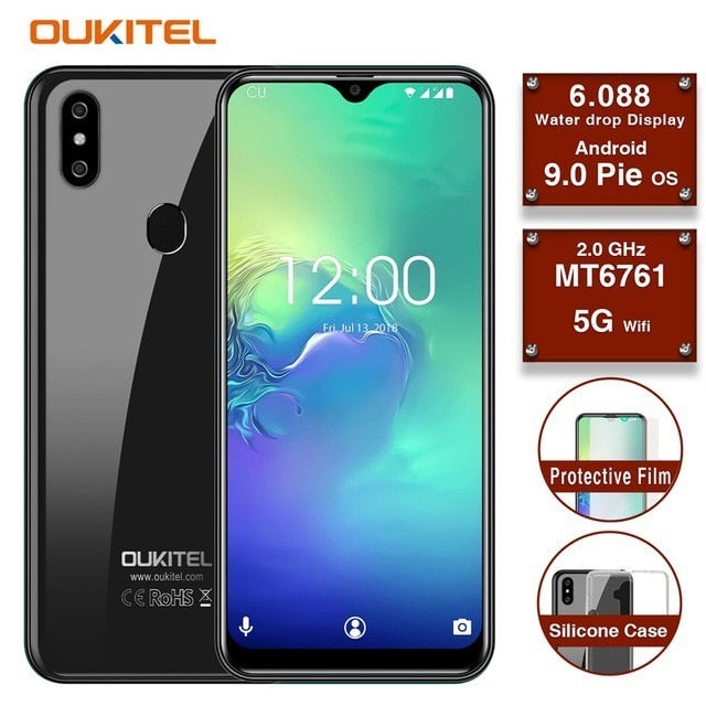OUKITEL C15 Pro 2.4G/5G WiFi 4G LTE Smartphone Android 9.0 MT6761 Fingerprint Face ID Water Drop Screen 2GB 16GB Mobile Phone