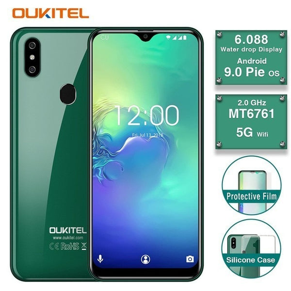 OUKITEL C15 Pro 2.4G/5G WiFi 4G LTE Smartphone Android 9.0 MT6761 Fingerprint Face ID Water Drop Screen 2GB 16GB Mobile Phone