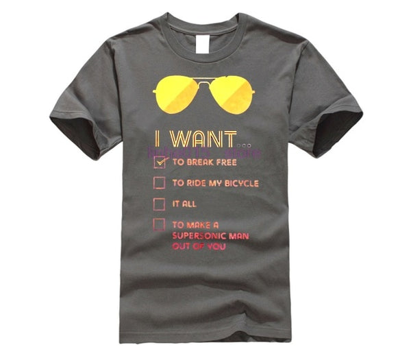 I Want To Break Free T Shirt for Men Queen T-Shirts Freddie Mercury Tees Rock Band Printed Clothes Graphic O Neck 100% Cotton