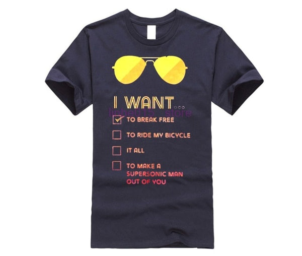 I Want To Break Free T Shirt for Men Queen T-Shirts Freddie Mercury Tees Rock Band Printed Clothes Graphic O Neck 100% Cotton