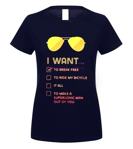 I Want To Break Free T Shirt for Men Queen T-Shirts Freddie Mercury Tees Rock Band Printed Clothes Graphic O Neck 100% Cotton