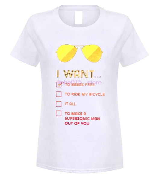 I Want To Break Free T Shirt for Men Queen T-Shirts Freddie Mercury Tees Rock Band Printed Clothes Graphic O Neck 100% Cotton