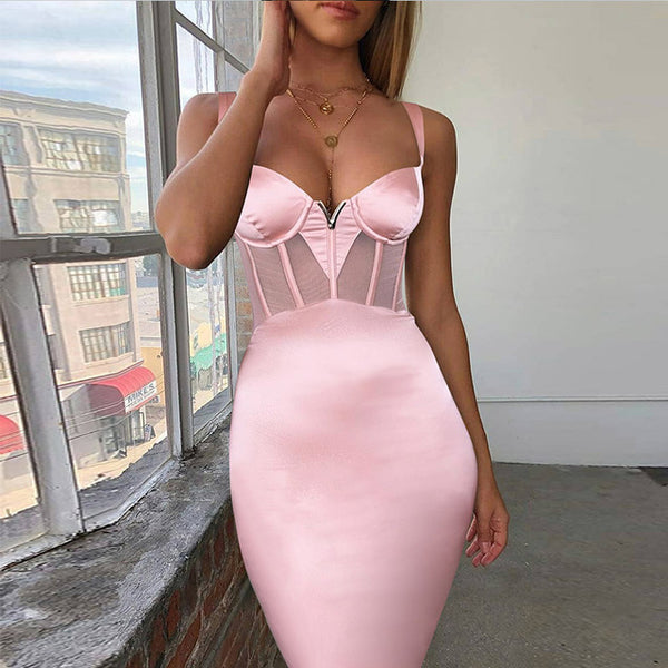 Ocstrade Summer Sexy Rayon Bandage Dress 2019 New Arrivals Mesh Insert Women Bandage Dress Black Party Night Club Bodycon Dress