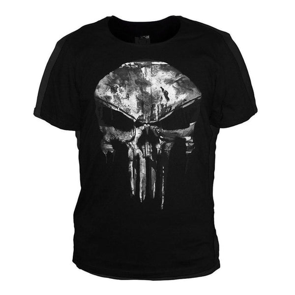 Lycra Cool T- shirt The Punisher Skull T Shirt Slim Black O-Neck Short Sleeve Tees Fashion Cotton T Shirt For Men Free Shipping