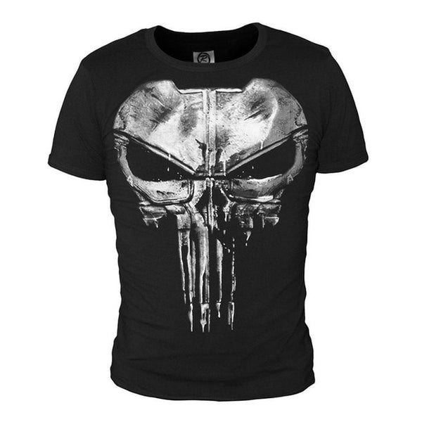Lycra Cool T- shirt The Punisher Skull T Shirt Slim Black O-Neck Short Sleeve Tees Fashion Cotton T Shirt For Men Free Shipping