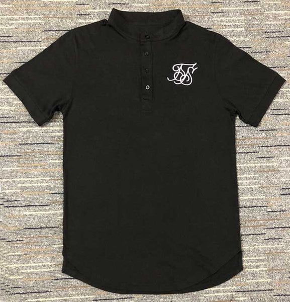 New Men Brand Fashion Summer Kanye West Sik Silk Men Casual Hip Hop Irregular cut Button Short Sleeved T-shirt Black White