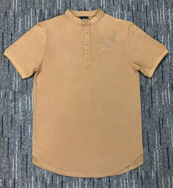 New Men Brand Fashion Summer Kanye West Sik Silk Men Casual Hip Hop Irregular cut Button Short Sleeved T-shirt Black White