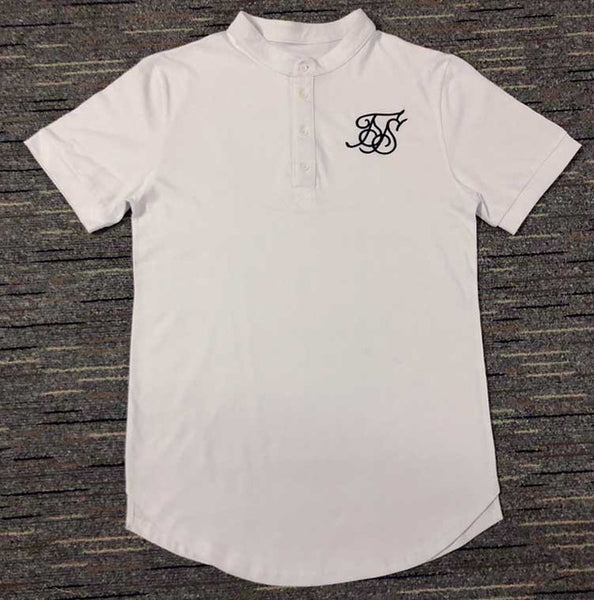 New Men Brand Fashion Summer Kanye West Sik Silk Men Casual Hip Hop Irregular cut Button Short Sleeved T-shirt Black White