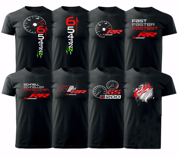2019 Hot Sale 100% Cotton Man Clothing Summer Tops T Shirt S1000Rr, R1200Gs Usw... Logos In RW motorcycle Fan Biker Tee Shirt