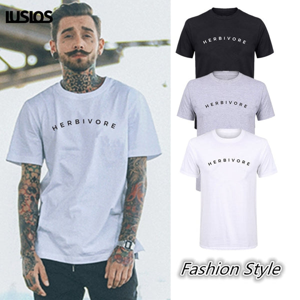 LUS LOS   Herbivore Men's T-Shirt  Vegan Vegetarian Graphic Tee Tops  Black White or Grey Perfect Gift