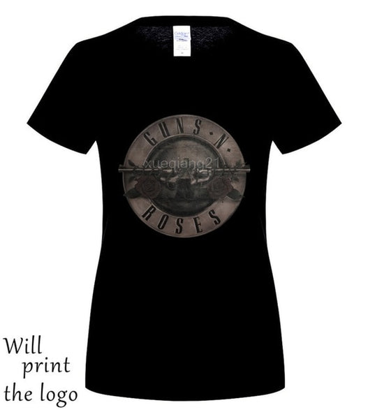 Punk T Shirt Guns N Roses T-Shirt Men Black Tshirt Heavy Metal Tops 100% cotton clothes 3D Gun Rose Print Dress hip Hop
