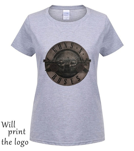 Punk T Shirt Guns N Roses T-Shirt Men Black Tshirt Heavy Metal Tops 100% cotton clothes 3D Gun Rose Print Dress hip Hop