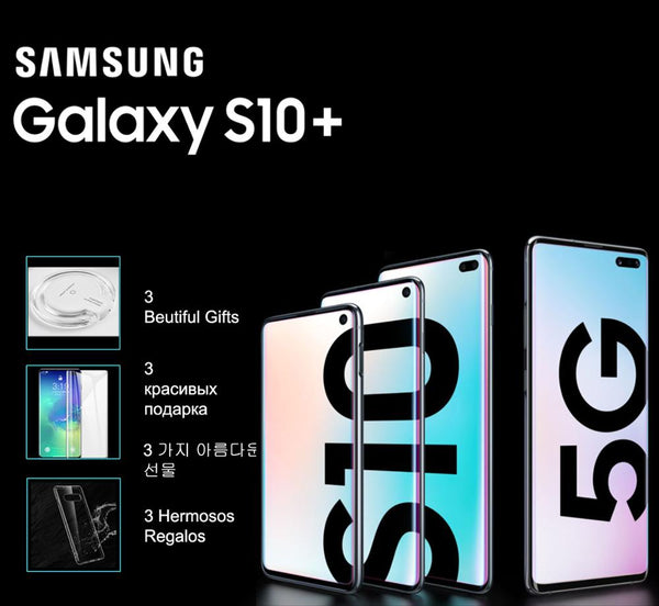 New Samsung Galaxy S10+ 6.4” Quad HD+ Dynamic AMOLED Infinity Display Screen Ultrasonic Fingerprint ID 8G ROM  Wireless Charge